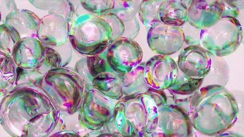 Videohive - Abstract Concept Gel Rainbow Bubbles Move Chaotically on a Light Background Splash Transparent Shell - 48099603 - 48099603