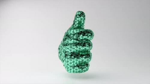 Videohive - Emoji Thumbs Up Sign Made of Shiny Green Parts Rotating on Light Background Social Media 3D - 48099649 - 48099649