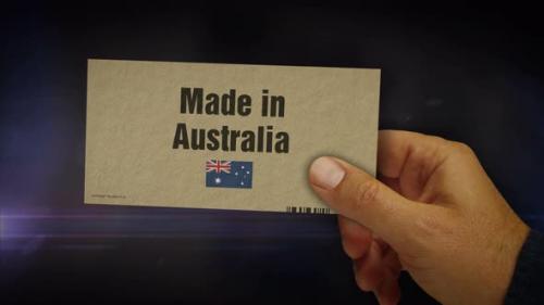 Videohive - Made in Australia box pack in hand abstract concept - 48099712 - 48099712