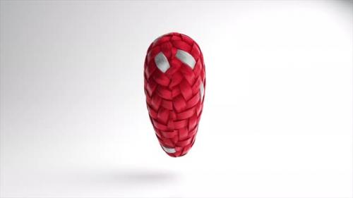 Videohive - Heart Knitted From Mended Red White Threads Floats and Rotates on a White Background 3D Animation of - 48099721 - 48099721