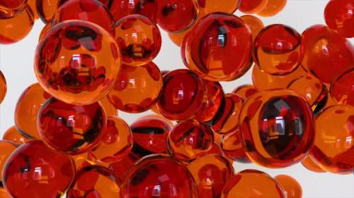 Videohive - Abstract Multicolored Liquid Drops Gel Orange Bubbles Move on a Light Background and Touch Each - 48099726 - 48099726