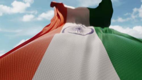 Videohive - Wavy Flag of India Blowing in the Wind in Slow Motion Waving Colorful Indian Flag Team Symbol - 48100572 - 48100572