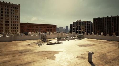 Videohive - A City Skyline with Numerous Buildings As Seen From a Rooftop - 48093690 - 48093690