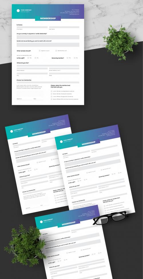 Blue Gradient Membership Form 635172886
