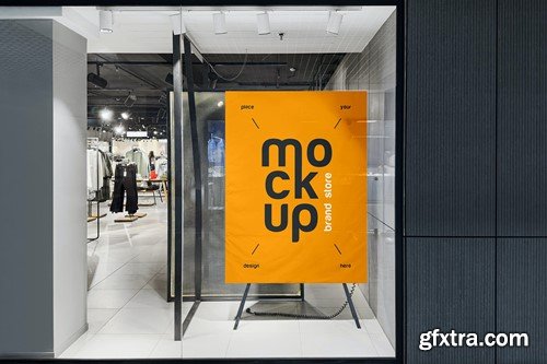 Brand Store Window Screen Banner Mockup MSDNAX6