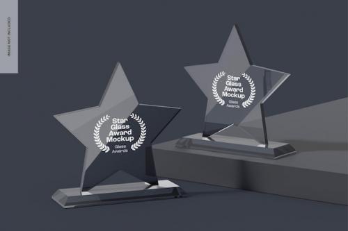 Premium PSD | Star glass awards mockup, perspective Premium PSD