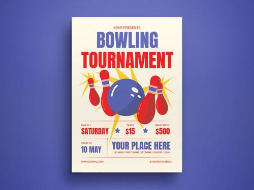 Blue Flat Design Bowling Tournament Flyer Layout 646266973