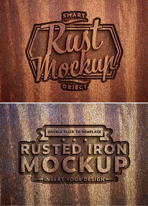 Carved Rusted Metal Text Effect Mockup 644812006