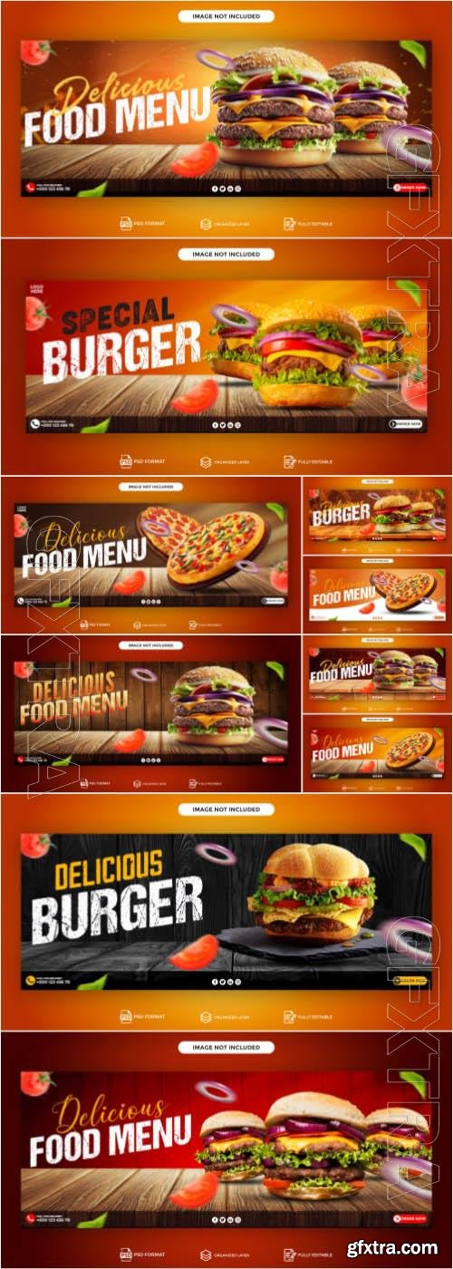 Pizza, burger psd food menu template