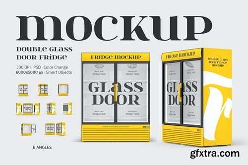 Double Glass Door Fridge Mockup Set X3BZTAV