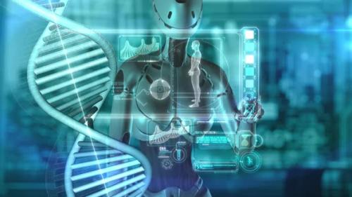 Videohive - Artificial Intelligence Works With Human DNA - 48147908 - 48147908