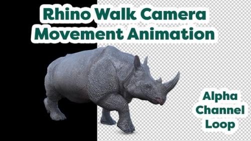 Videohive - Full HD Realistic Rhinoceros Walking Camera Movement Animation - 48126327 - 48126327