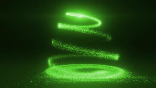 Videohive - Abstract green flying line of dots and luminous particles of energetic magical bright spirals - 48127331 - 48127331