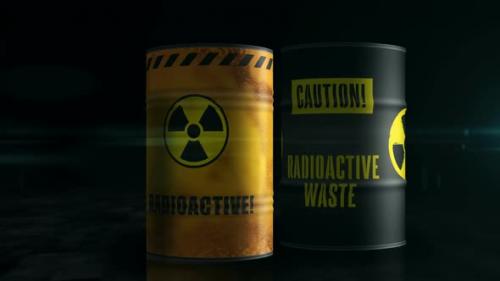 Videohive - Nuclear radioactive waste barrels in row - 48127372 - 48127372