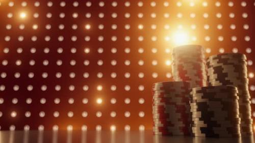 Videohive - Vip Poker Stacks of Chips on a Luxury Light Flickering Background Gambling Game and Casino Chips - 48133370 - 48133370