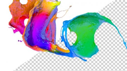 Videohive - Collision Of Streaming Multicolor Paint Splash - 48134342 - 48134342