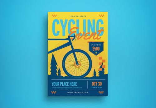 Yellow Retro Cycling Event Flyer Layout 646266977