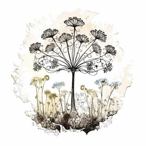 Premium PSD | Queen annes lace watercolor t shirt design graphic illustration watercolor png psd Premium PSD