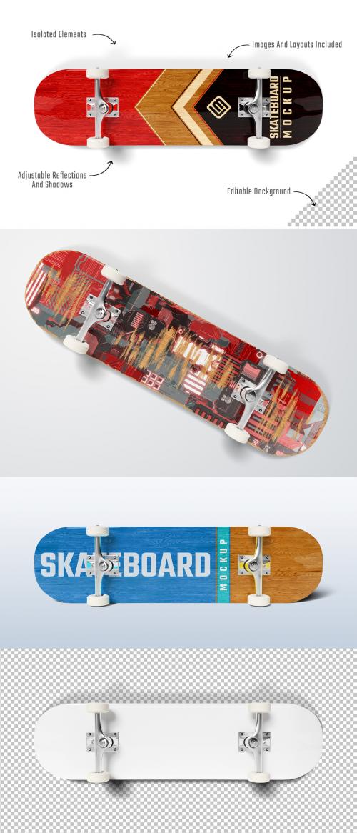 Skateboard Mockup With Shadow Isolated On White 644811659