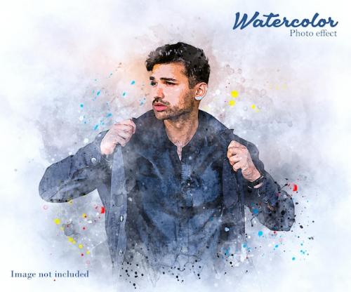 Premium PSD | Watercolor photo effect template Premium PSD