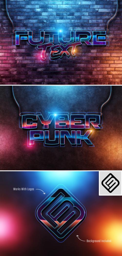 Futuristic Text With Cyber Neon Effect Mockup 644811635