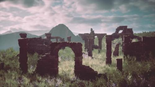 Videohive - Ruined Castle Standing Tall on Rocky Hillsides - 48194798 - 48194798