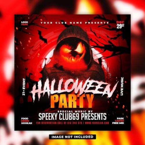 Premium PSD | Halloween horror night party social media post and flyer template Premium PSD