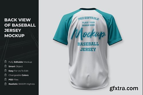 Back view of baseball jersey mockup JRT5TPE