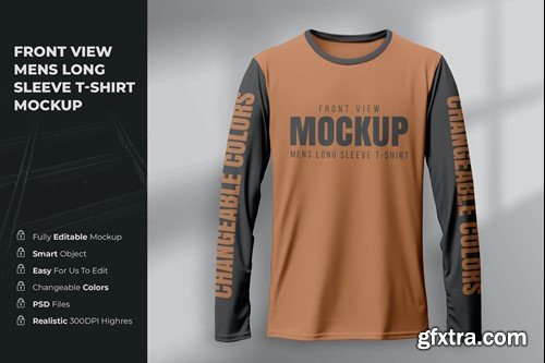 Front view Mens Long Sleeve T-Shirt mockup 3VC6U6Q