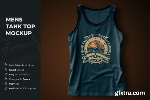 Front view mens tank top mockup VMEVKT8