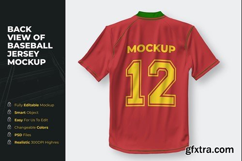 Back View of Baseball Jersey Mockup GLXJYHW