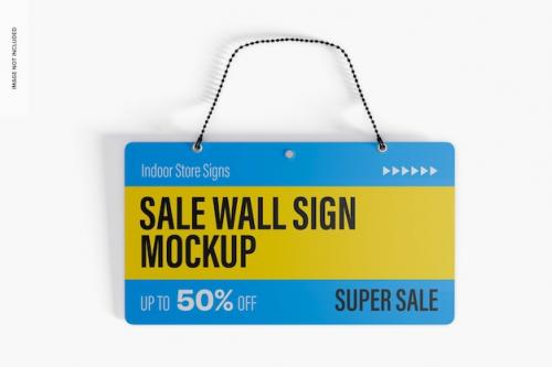 Premium PSD | Sale wall sign mockup, top view Premium PSD