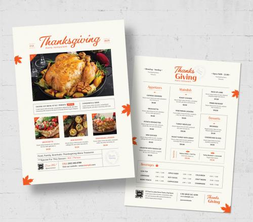 Thanksgiving Menu Layout for Autumn Fall Harvest Festival Event 644724066