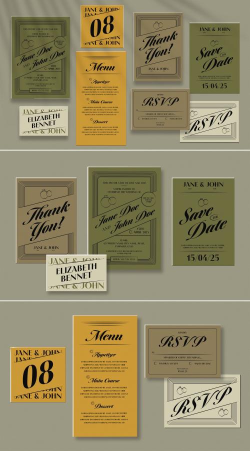 Olive Minimalist Typographic Classic Wedding Suite 645695895