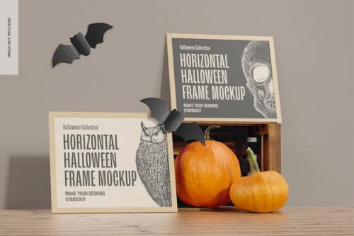 Premium PSD | Horizontal halloween frames mockup, front view Premium PSD