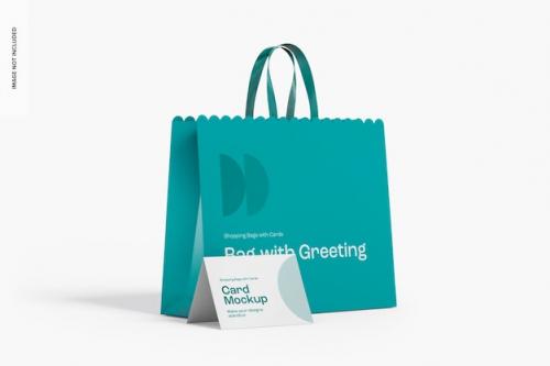 Premium PSD | Bag with greeting card mockup, left view Premium PSD