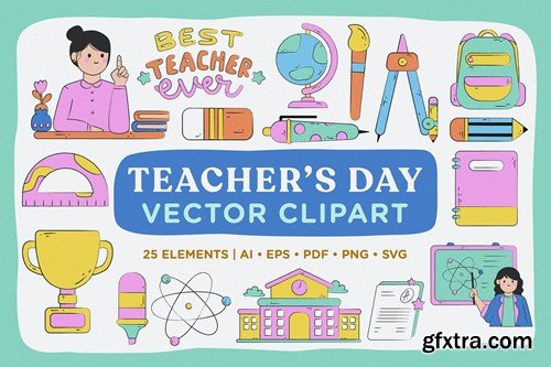 Teacher's Day Vector Clipart Pack TJZZR57