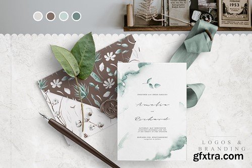 Green Leaf Eucalyptus Cotton Floral Elements WLYAFR3