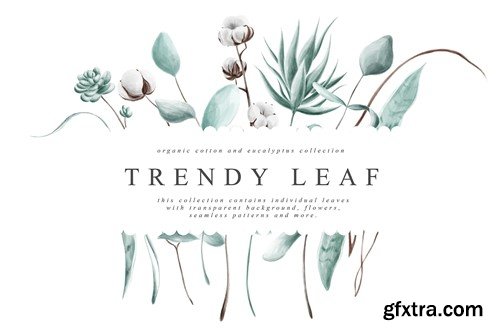 Green Leaf Eucalyptus Cotton Floral Elements WLYAFR3