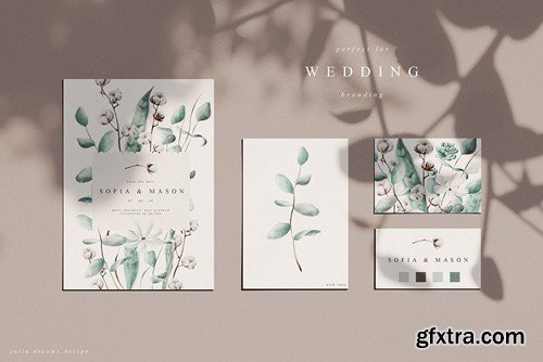 Green Leaf Eucalyptus Cotton Floral Elements WLYAFR3