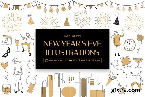 NYE New Year's Eve Illustrations KM47C5L