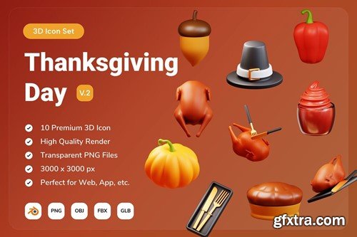 Thanksgiving 3D Icons V2 8WFR7KJ