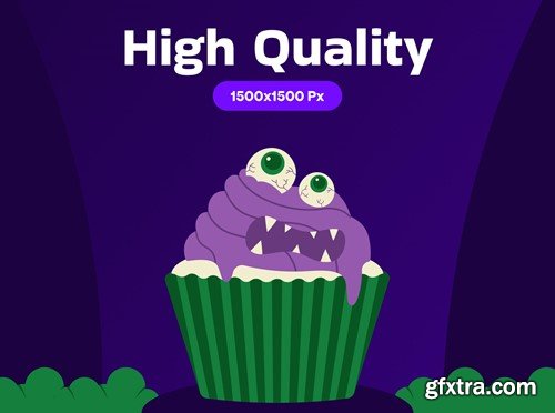 Halloween Cupcake Illustration 6V9W8BT