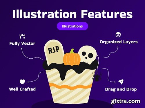 Halloween Cupcake Illustration 6V9W8BT