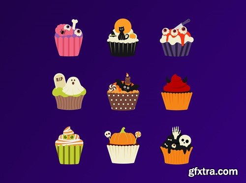 Halloween Cupcake Illustration 6V9W8BT