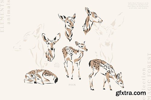 Magic Forest Vector Illustrations Animals L4CYF2A