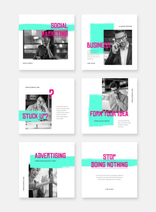 Modern Business Social Media Layouts with Pink Accent 644941093