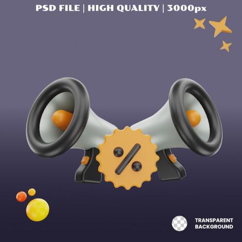 Premium PSD | 3d rendering black friday promotion icon object Premium PSD