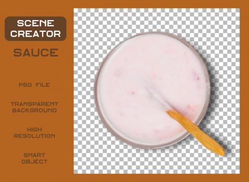 Premium PSD | Closeup of sauce in mug with transparent background Premium PSD