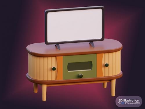 Premium PSD | Tv stand table furniture 3d illustration render banner background Premium PSD